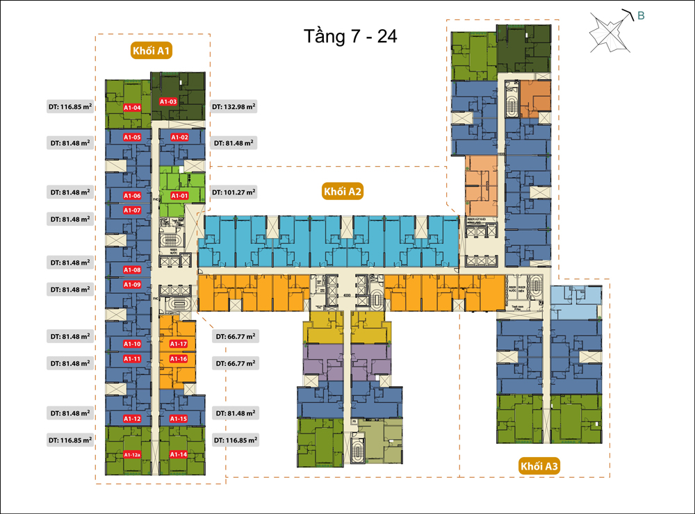 cac tang can ho de Ban, plan Site 02