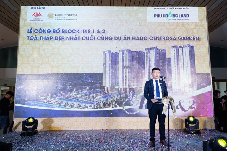 Ông Nguyễn Tấn Hoàng – Giám đốc Sàn Phú Hoàng Land – đơn vị phân phối chính thức phát biểu tại buổi Lễ.
