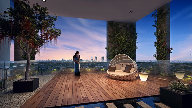 Iris 1 và 2 sở hữu vườn treo Bạch viên và Nhiệt viên, tạo nên hàng đầu sống khác biệt cho cư dân.